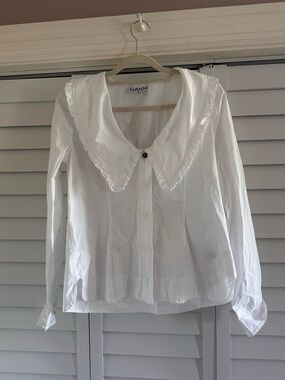 Ganni Peter Pan Collared Cotton Button Down